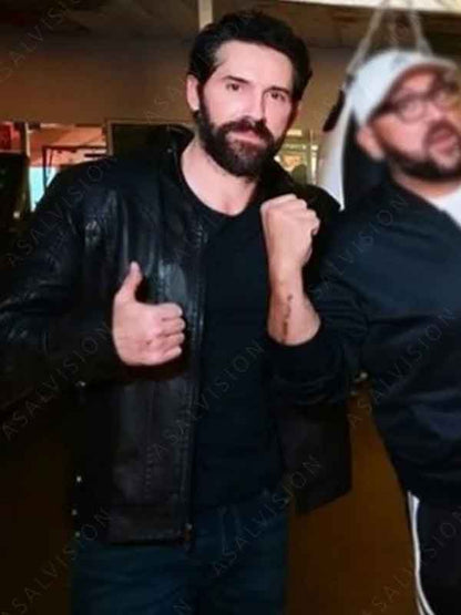 Movie Lights Out 2024 Scott Adkins Black Leather Jacket