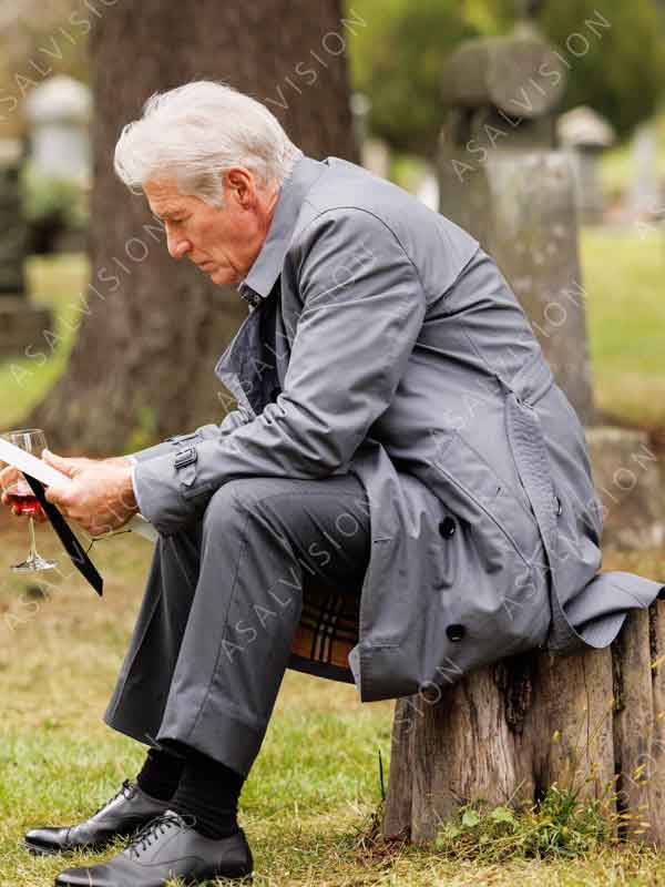 Movie Longing 2024 Richard Gere Gray Cotton Trench Coat