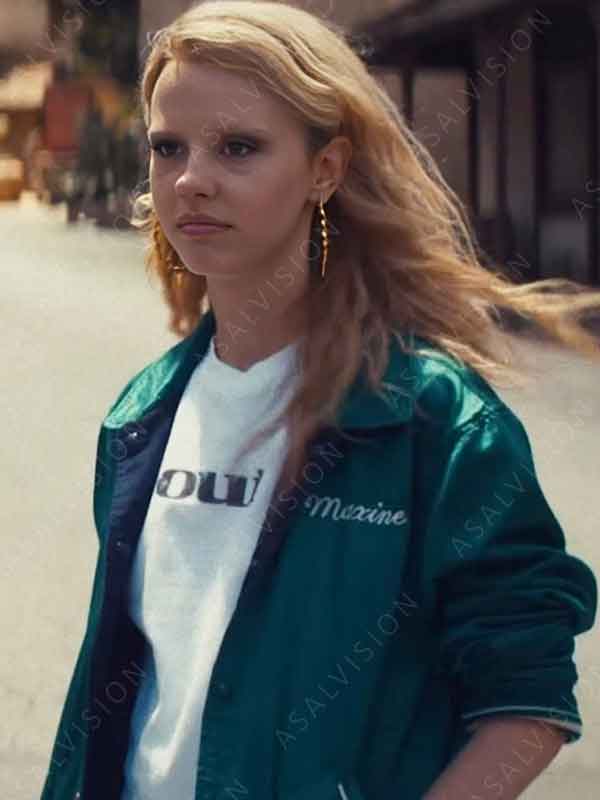 Movie MaXXXine 2024 Mia Goth Green Varsity Jacket