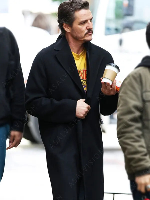 Movie Materialists 2024 Pedro Pascal Black Trench Coat