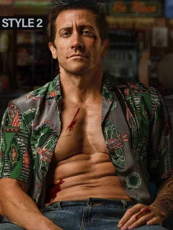 Movie Road House Jake Gyllenhaal Floral Design Black Shirt