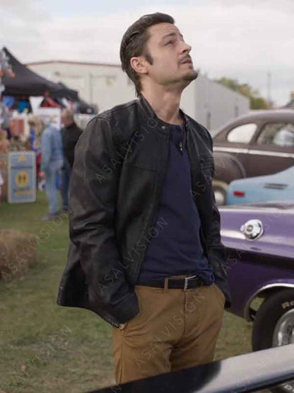 Movie Shifting Gears 2024 Luke Black Zipper Leather Jacket