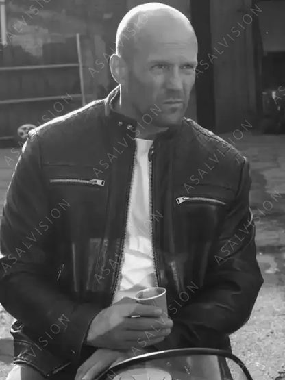 Movie The Expendables 4 Jason Statham Black Leather Jacket