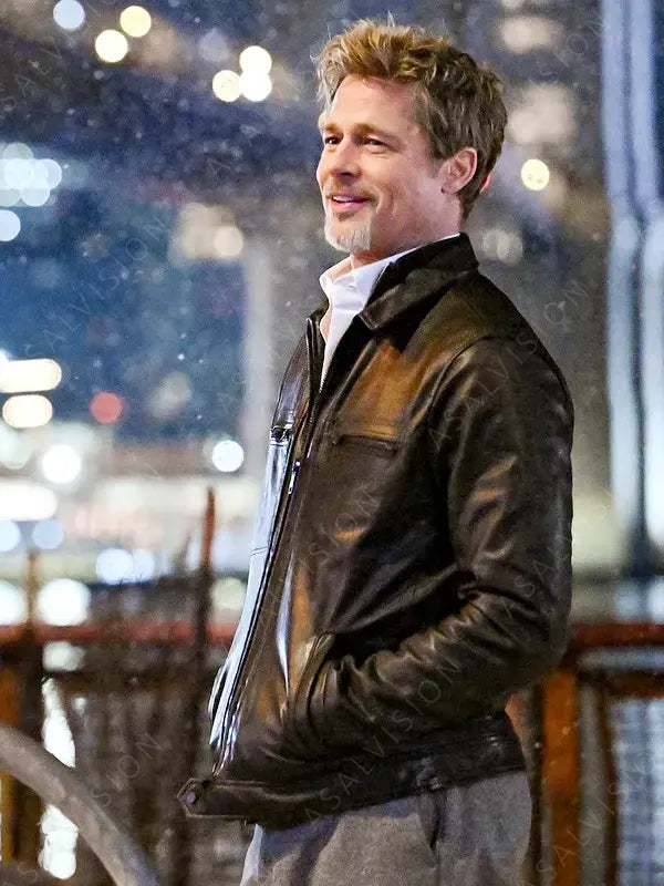 Movie Wolves 2024 Brad Pitt Black Jacket