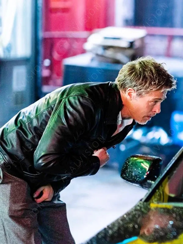 Movie Wolves Brad Pitt Black Genuine Leather Jacket