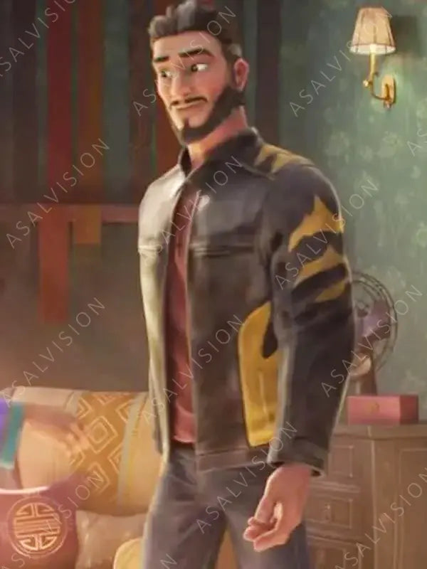 Mr. Hu Movie The Tiger’s Apprentice 2024 Henry Golding Black And Yellow Leather Jacket