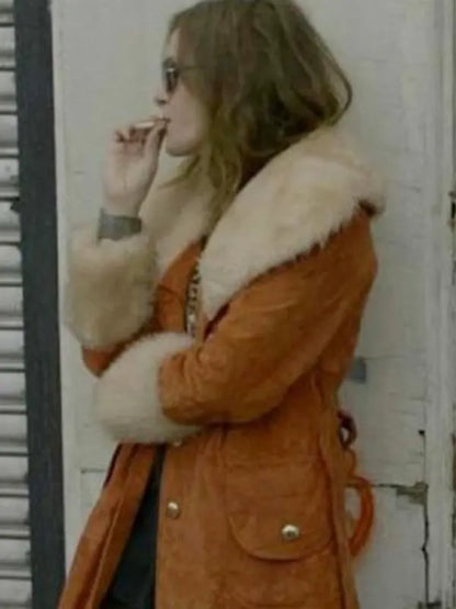 Mr. Robot Carly Chaikin Suede Leather Shearling Coat