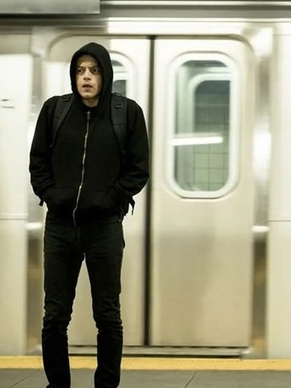 Mr. Robot Rami Malek Hooded Black Jacket