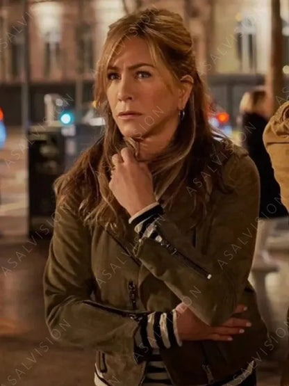Murder Mystery 2 Jennifer Aniston Suede Leather Biker Jacket