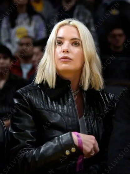 NBA 2023 Ashley Benson Leather Black Jacket