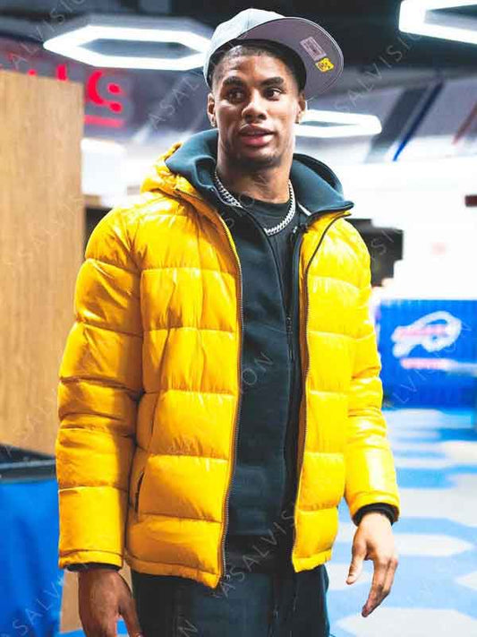 NFL Keon Coleman Yellow Puffer Hooded Jacket