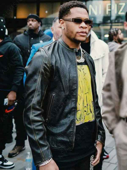 NYC Brooklyn American Boxer Devin Haney Black Leather Jacket