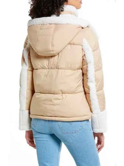 Natasha Behnam TV Series The Girls On The Bus Lola Rahaii Puffer Shearling Hood Jacket