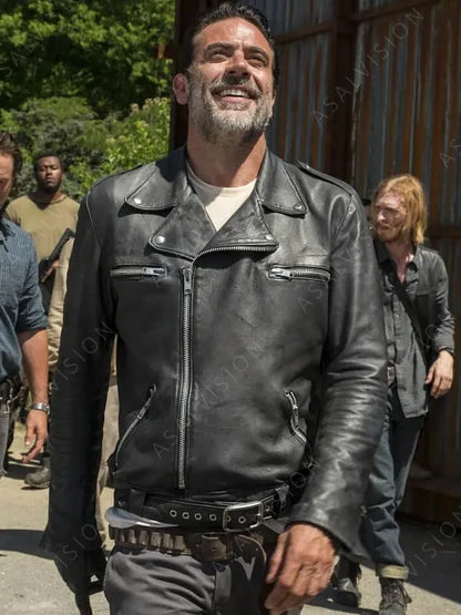 Negan TV Series The Walking Dead Jeffrey Dean Morgan Biker Black Jacket