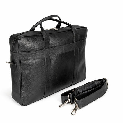 Neve Black Leather Laptop Bag