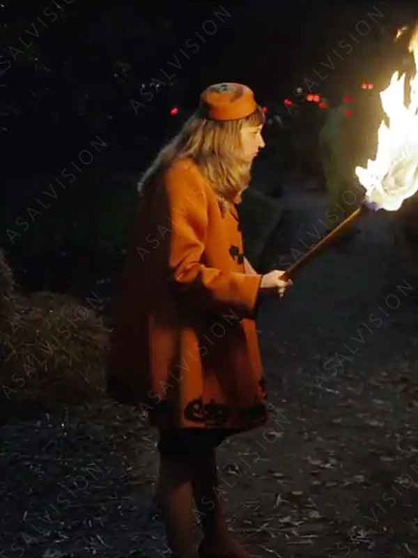 Nia Vardalos The Curse of Bridge Hollow Madam Hawthorne Halloween Orange Coat