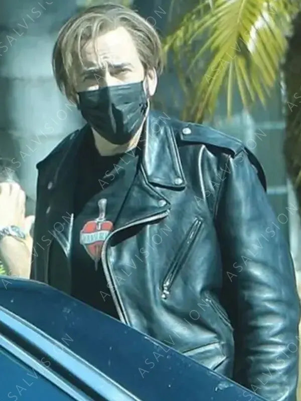 Nicolas Cage Black Biker Leather Jacket