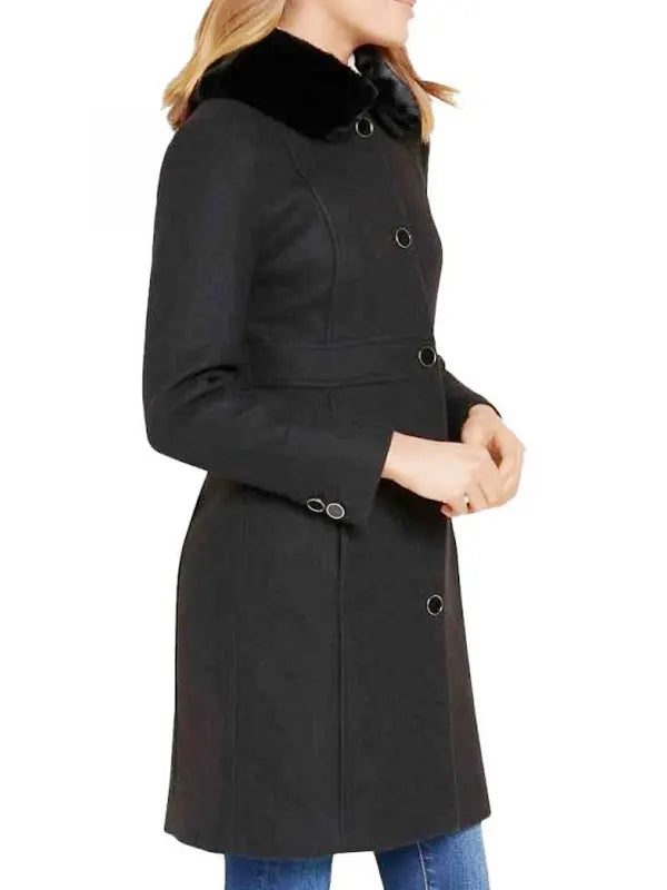 Nicole Kang TV Series Batwoman Mary Hamilton Black Fur Collar Coat