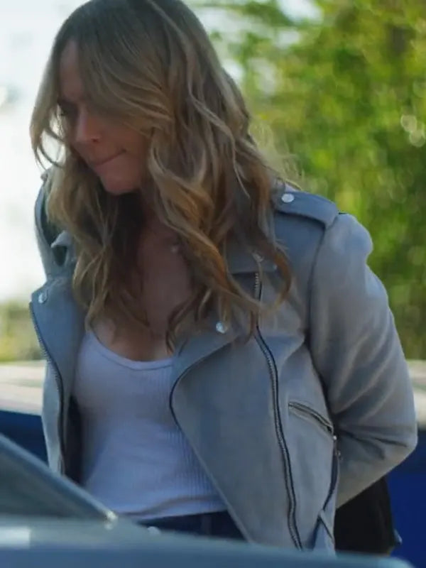 Nina Meyers Hustlers Take All 2024 Kyla Burke Grey Leather Jacket