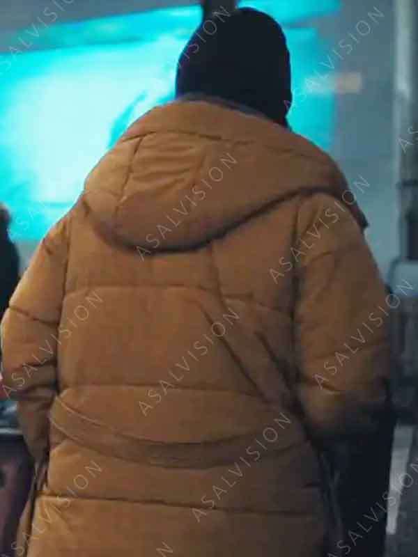 Nivi Pedersen TV Series True Detective Annie Kowtok Yellow Hooded Puffer Coat