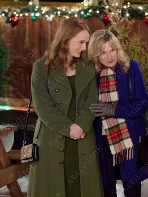 Olivia Our Christmas Mural 2023 Alex Paxton-Beesley Green Trench Wool Coat