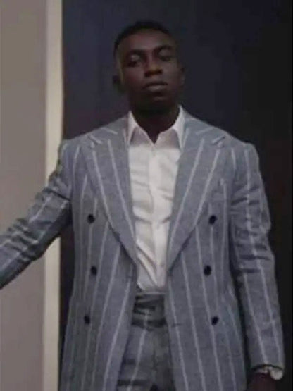 Olly Sholotan TV Series Bel-Air Carlton Banks Grey Striped Blazer