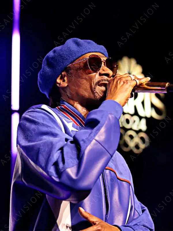 Olympic Paris 2024 Snoop Dogg Purple Bomber Leather Jacket