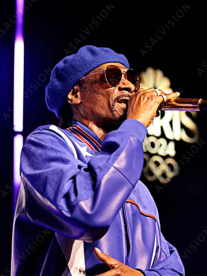 Olympic Paris 2024 Snoop Dogg Purple Bomber Leather Jacket