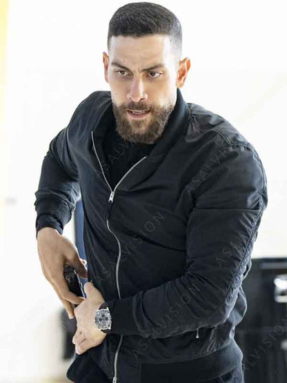 Omar Adom Zidan TV Series FBI Zeeko Zaki Black Bomber Jacket