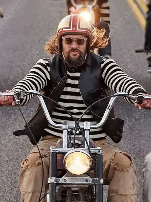 On The Roam Jason Momoa Black Leather Vest