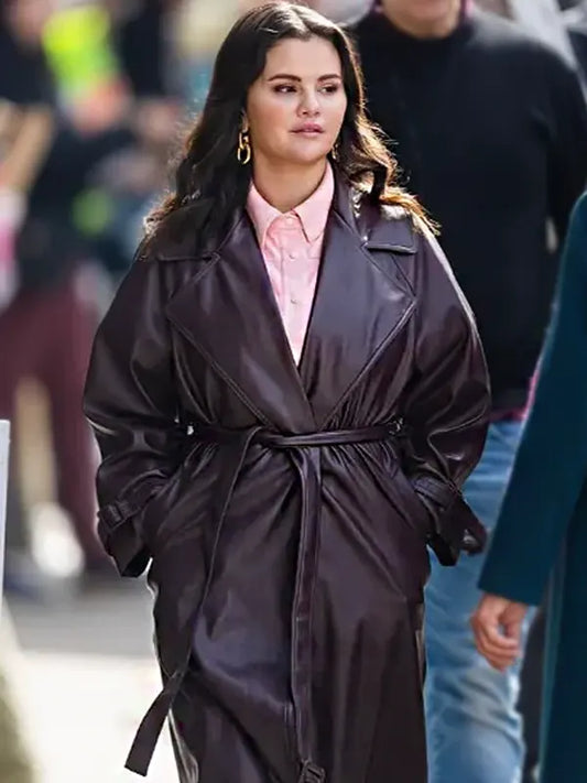 Only Murders In The Building S03 Selena Gomez Leather Trench Coat