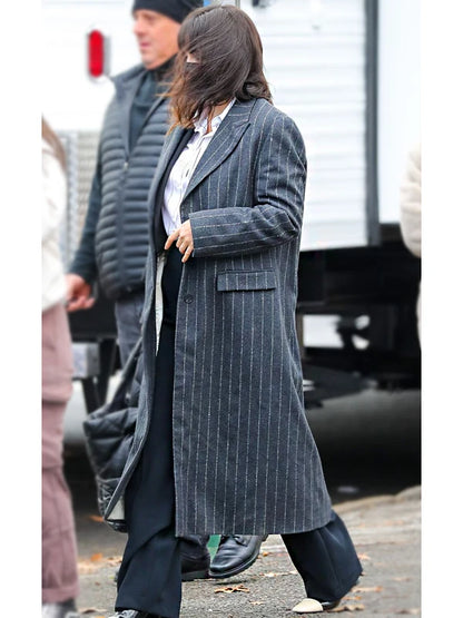 Only Murders In The Building S03 Selena Gomez Pinstripe Coat