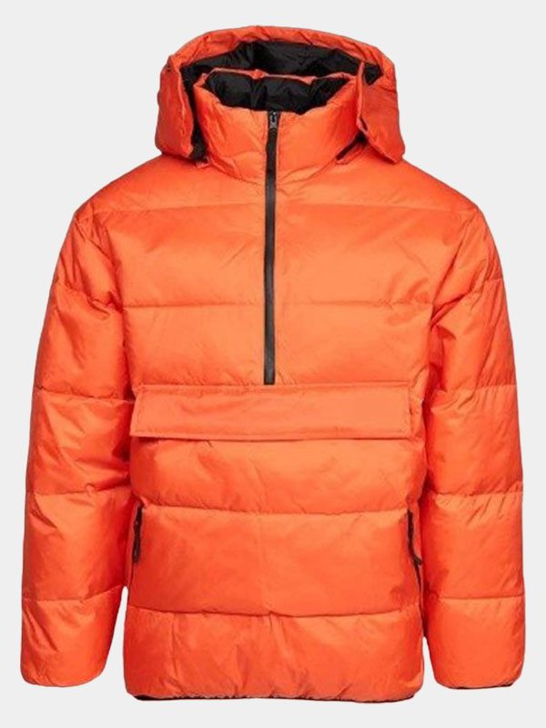Orange Puffer Jacket With Hood