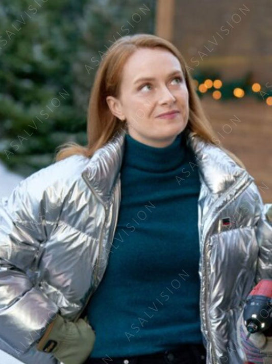 Our Christmas Mural 2023 Alex Paxton-Beesley Silver Puffer Jacket