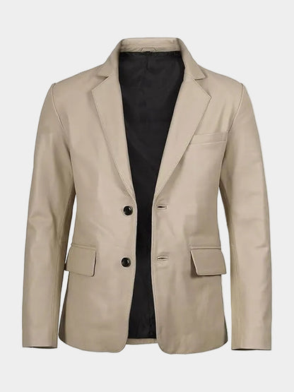 Beige Leather Blazer