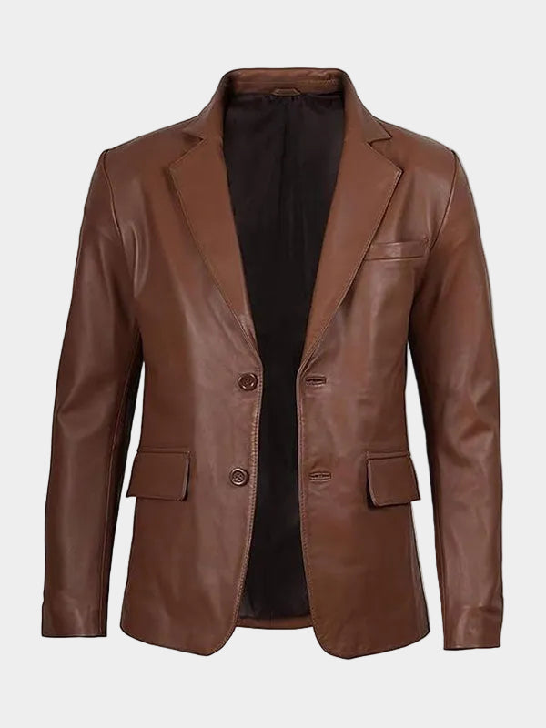Panelist Brown Leather Blazer