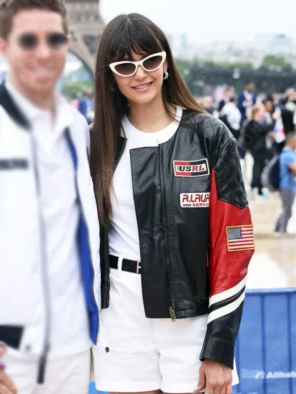 Paris Olympics 2024 Opening Ceremony Nina Dobrev Leather Jacket