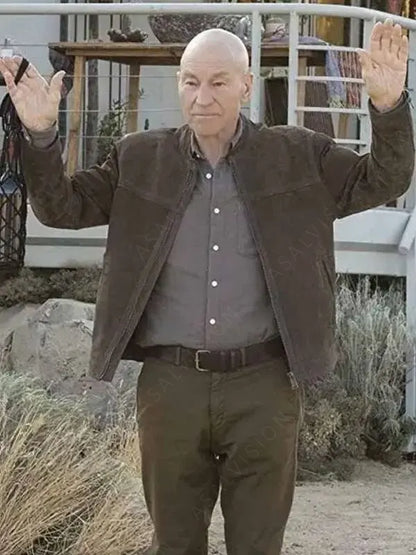 Patrick Stewart Star Trek Picard S01 Jean-Luc Picard Brown Suede Jacket