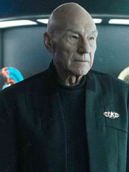 Patrick Stewart Star Trek Picard S03 Jean-Luc Picard Black Wool Jacket