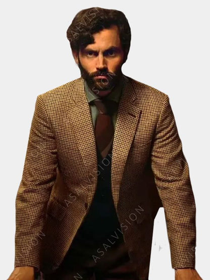 Penn Badgley TV Series You Season 4 Plaid Blazer