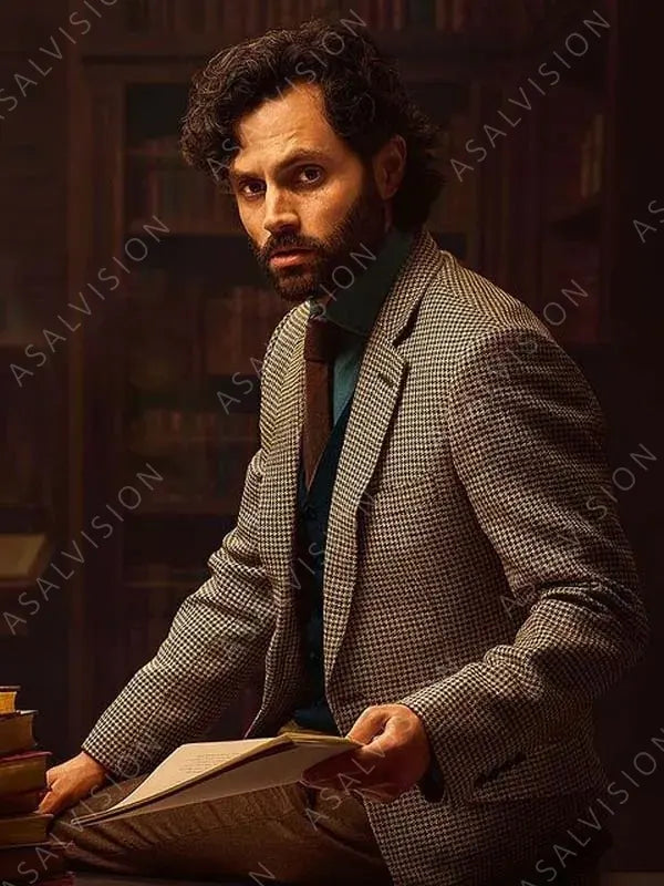 Penn Badgley You S04 Joe Plaid Blazer