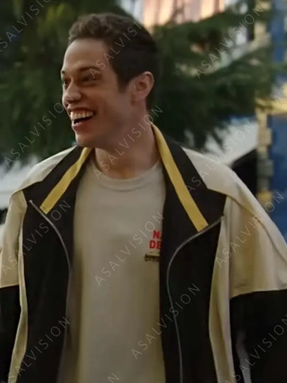 Pete Davidson Black and White Bomber Parachute Jacket