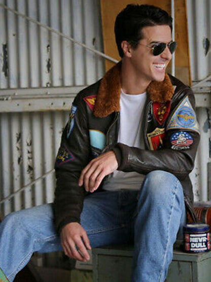 Pete Maverick Top Gun G-1 Flight Patched Leather Jacket