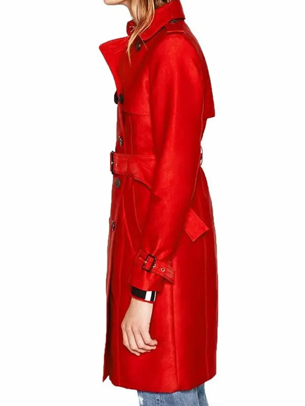 Polly Cooper Riverdale Red Wool Trench Coat