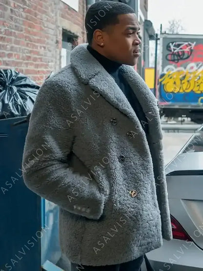 Power Book II Ghost S03 Michael Rainey Jr. Grey Shearling Coat