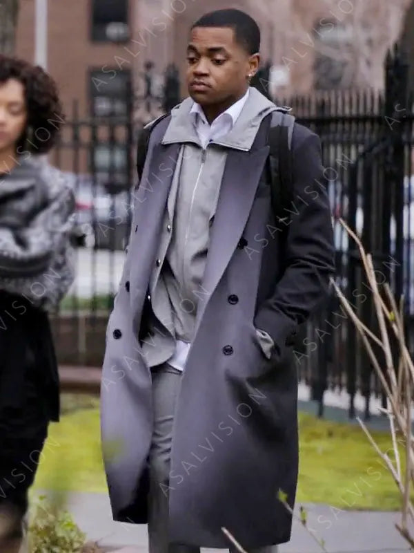 Power Book II Ghost S03 Michael Rainey Jr. Grey Trench Coat