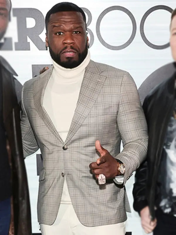 Power Book IV Force Red Carpet 50 Cent Grey Checked Blazer