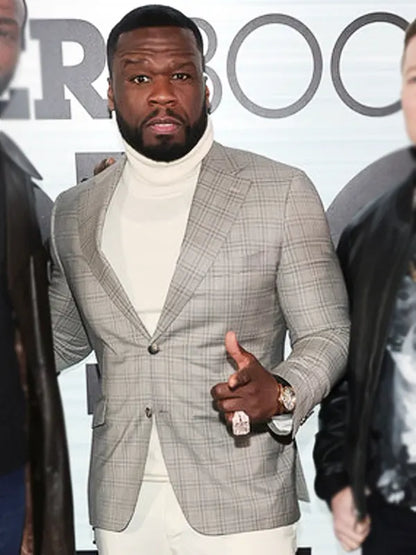 Power Book IV Force Red Carpet 50 Cent Grey Checked Blazer