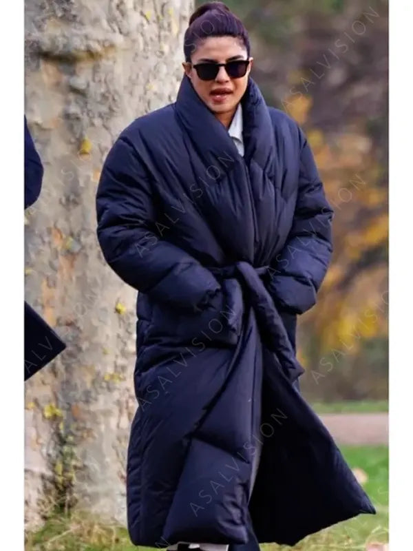 Priyanka Chopra Jonas Citadel 2023 Nadia Sinh Black Puffer Coat