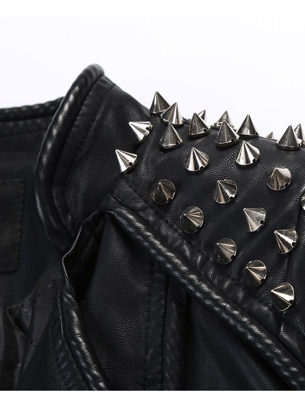 Punk Stylish Studded Leather Jacket For Women